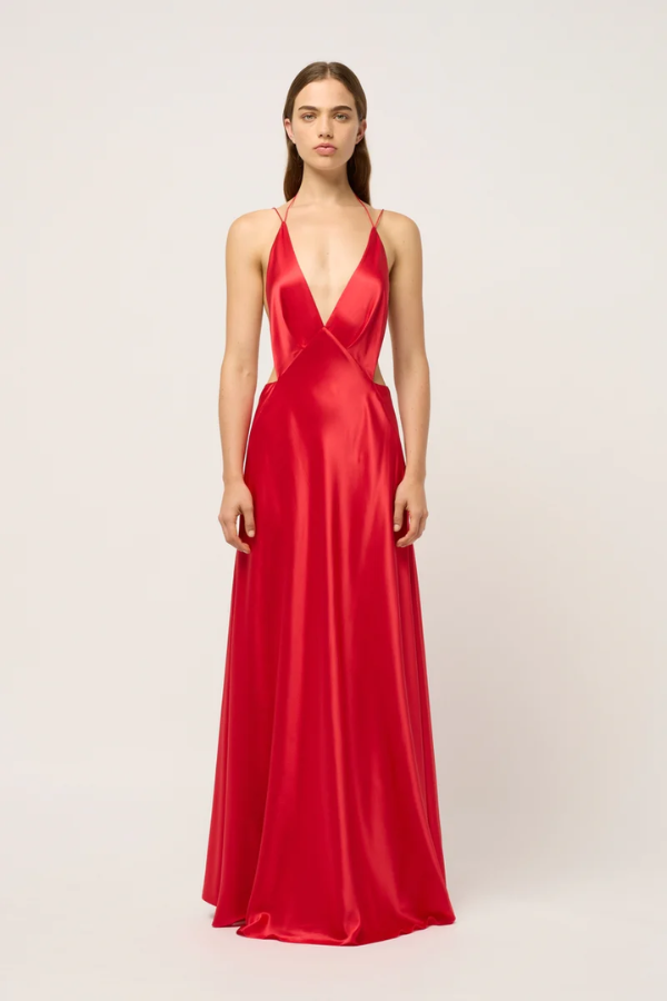 Tash Silk Maxi Dress Red