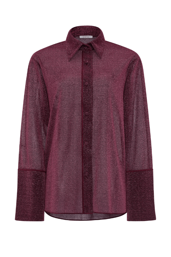 LACE SHIRT AUBERGINE outlet