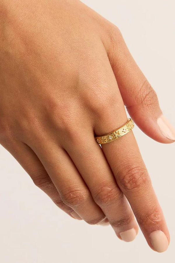 Gold Lotus Band Ring