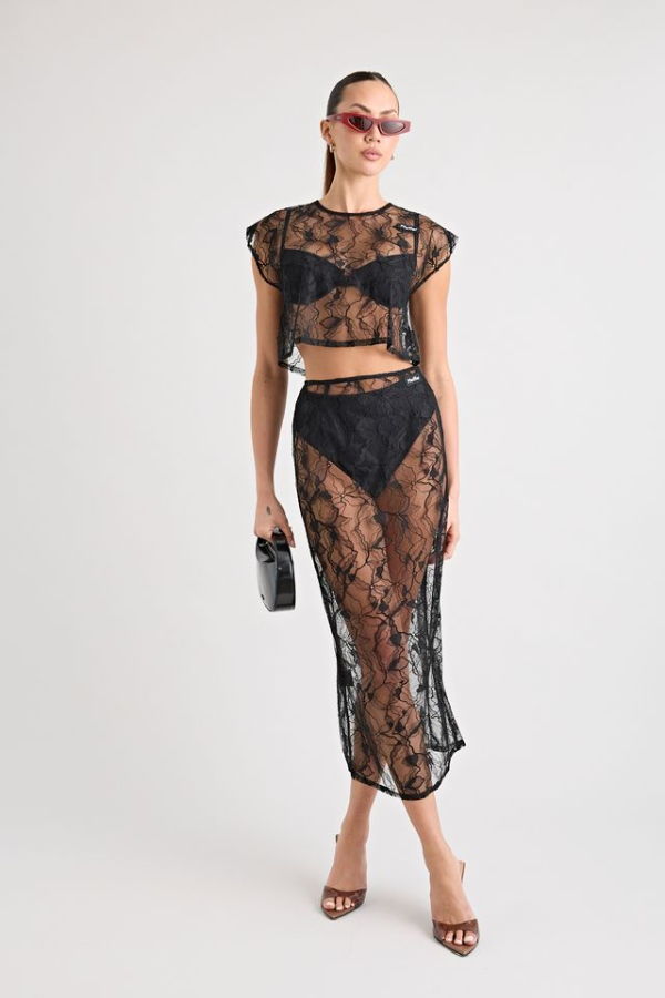 Pfeiffer | Astrid Lace Skirt Black | Girls with Gems