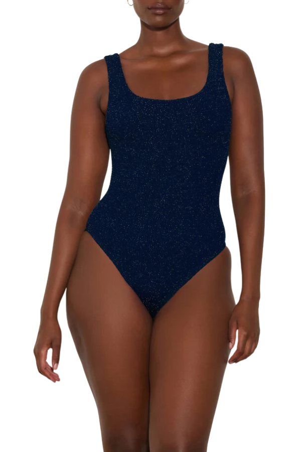 Hunza G | Square Neck Swim Navy/Silver | Girls with Gems