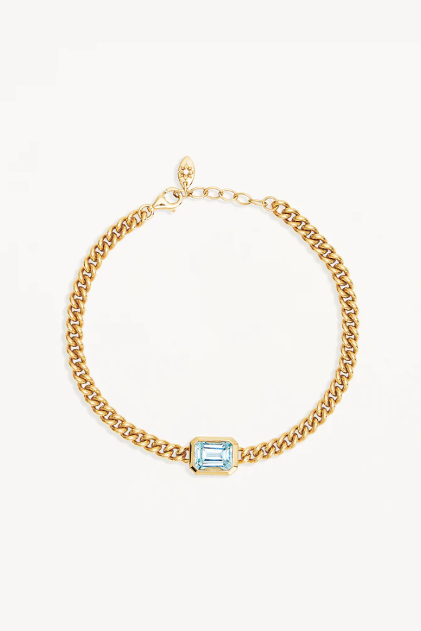 By Charlotte | Calm Your Soul Topaz Curb Bracelet 18k Gold Vermeil | Girls with Gems