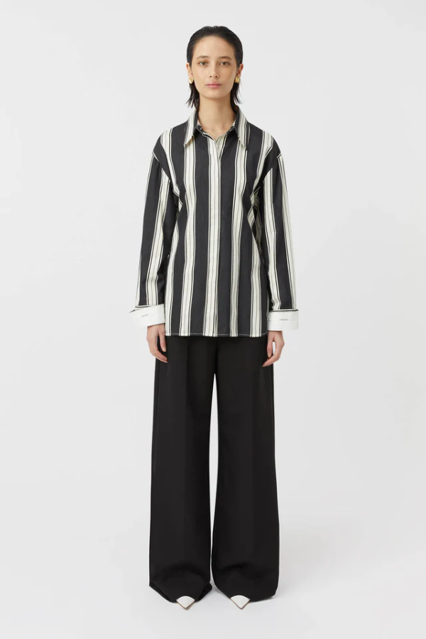 Camilla and Marc | Kiah Fitted Shirt Black &amp; Cream Stripe | Girls with Gems