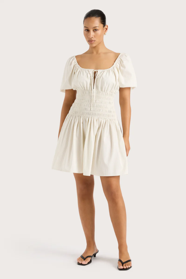 Faithfull the Brand | Aya Mini Dress Cream Pinstripe | Girls with Gems