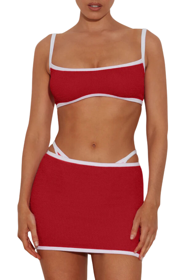 Hunza G | Swimskirt Bikini Bottom Red | Girls with Gems