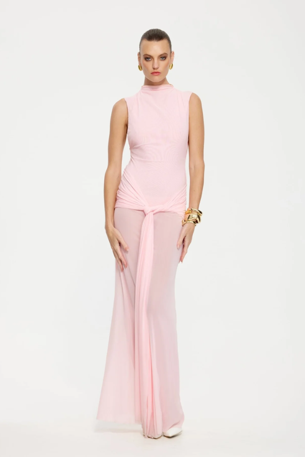 Effie Kats | Roza Maxi Dress Petal Pink Mesh | Girls with Gems