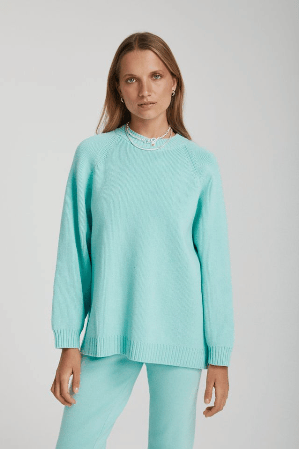 Summi Summi | Oversized Knit Sweater Aqua | Girls with Gems