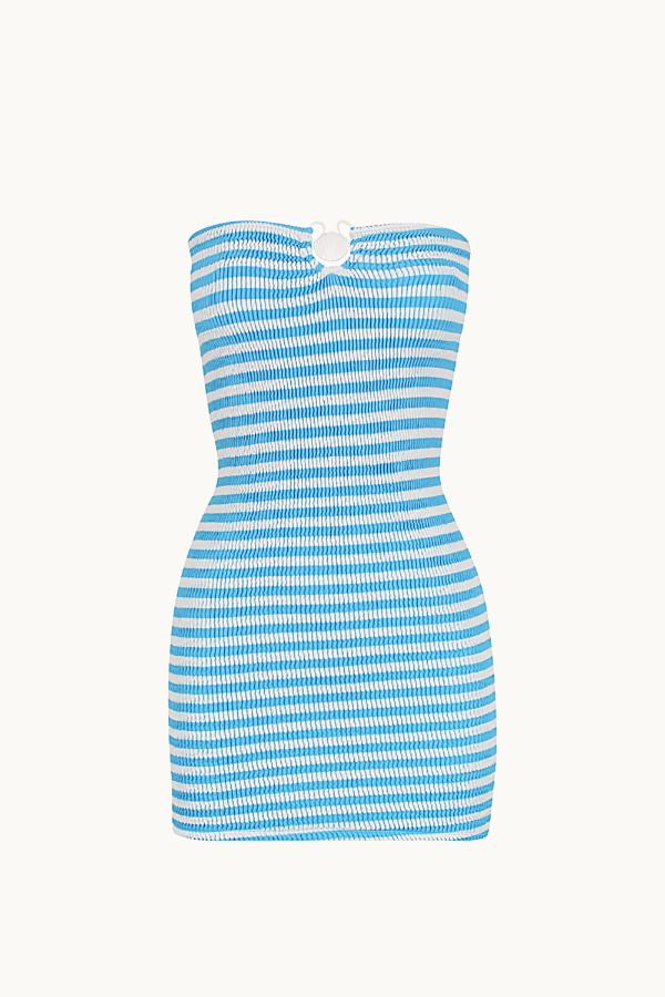 Cleonie Swim | Baywatch Mini Dress Azure Stripe | Girls with Gems