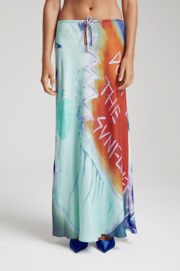 Summi Summi | Relaxed Maxi Skirt Blue Sunflower | Girls With Gems