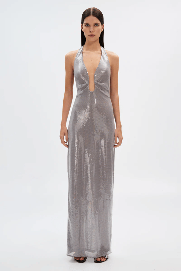 The &#39;Alusia&#39; Sequin Gown Pewter