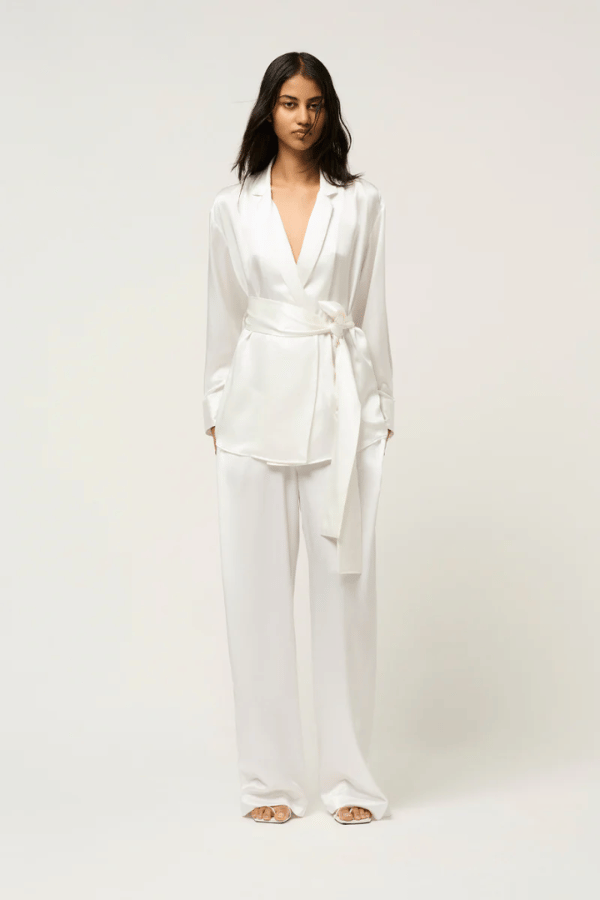 Michael Lo Sordo | Relaxed Silk Wrap Shirt White | Girls with Gems