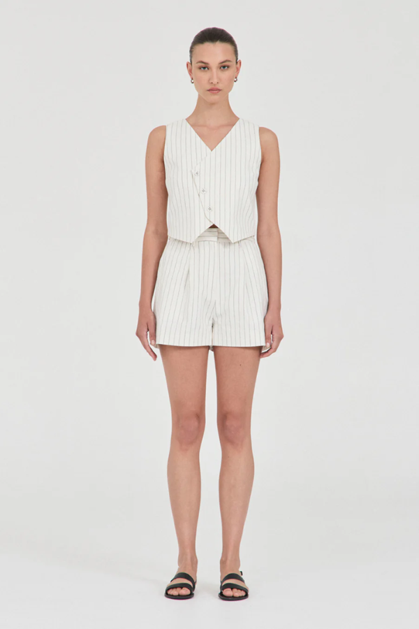 Friend of Audrey | Jayden Stripe Tailored Shorts White Stripe | Girls with Gems