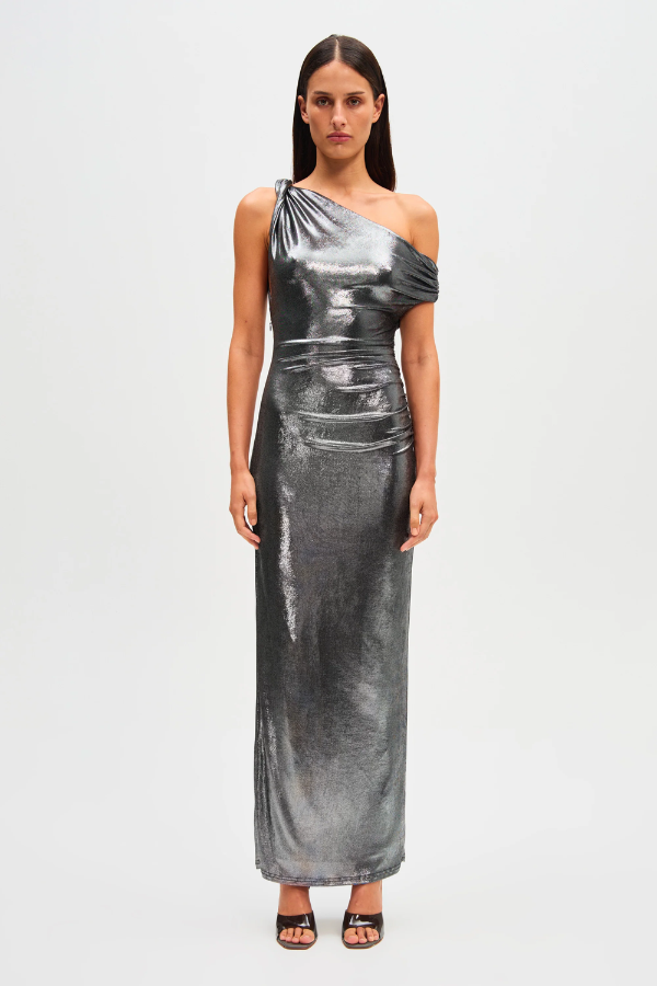 Misha | Nyra Metallic Gown Silver | Girls with Gems