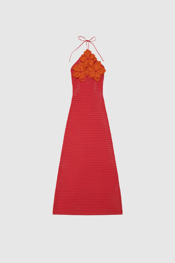 La Monada Knit Maxi Dress Coral