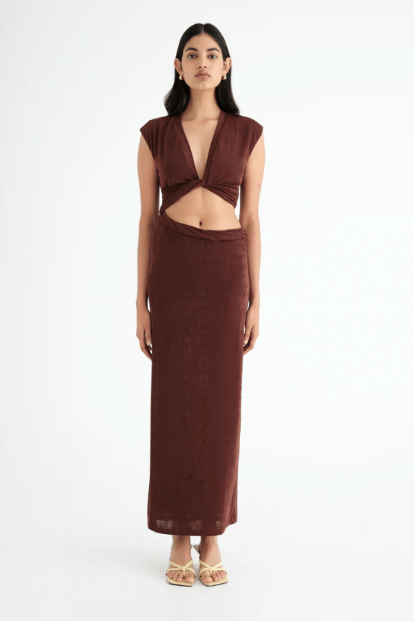 Benni | Henri Twist Maxi Dress Chocolate | Girls with Gems