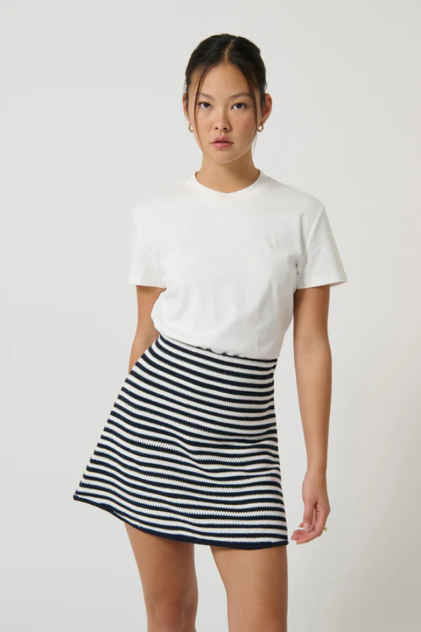 Onte | Helena Mini Skirt Stripe II Navy/White | Girls with Gems