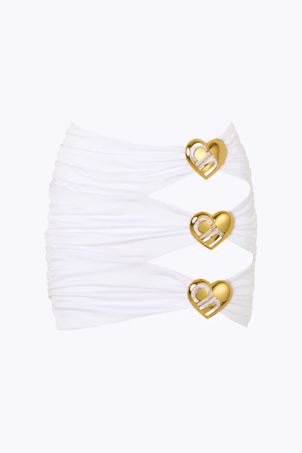 Cin Cin | Coupe Heart Cut Out Mini Skirt Pearl | Girls with Gems