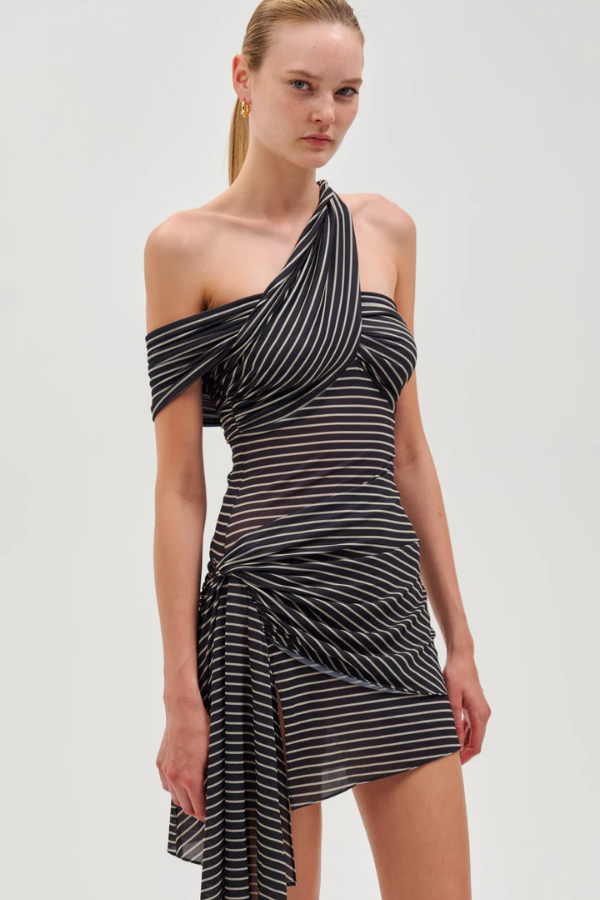 Ronny Kobo | Izel Dress Navy Ivory Stripe | Girls with Gems