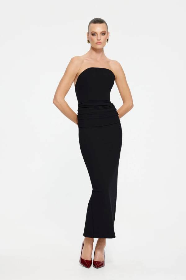 Effie Kats | Astor Strapless Midi Dress Black | Girls with Gems