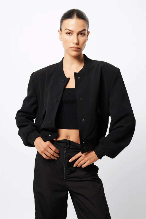 Mossman | Courtside Bomber Black | Girls With Gems