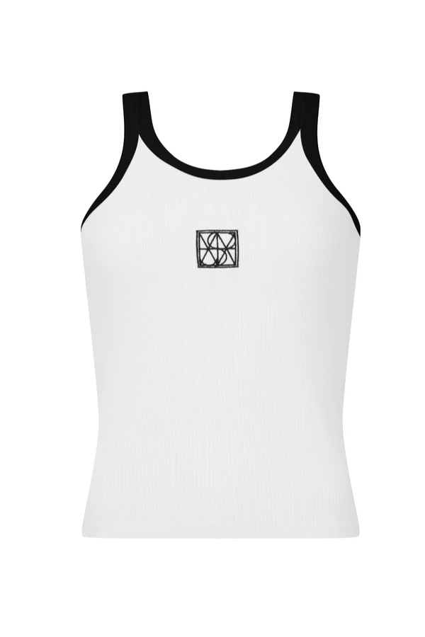 Araminta James | Monogram Contrast Tank Snow | Girls with Gems