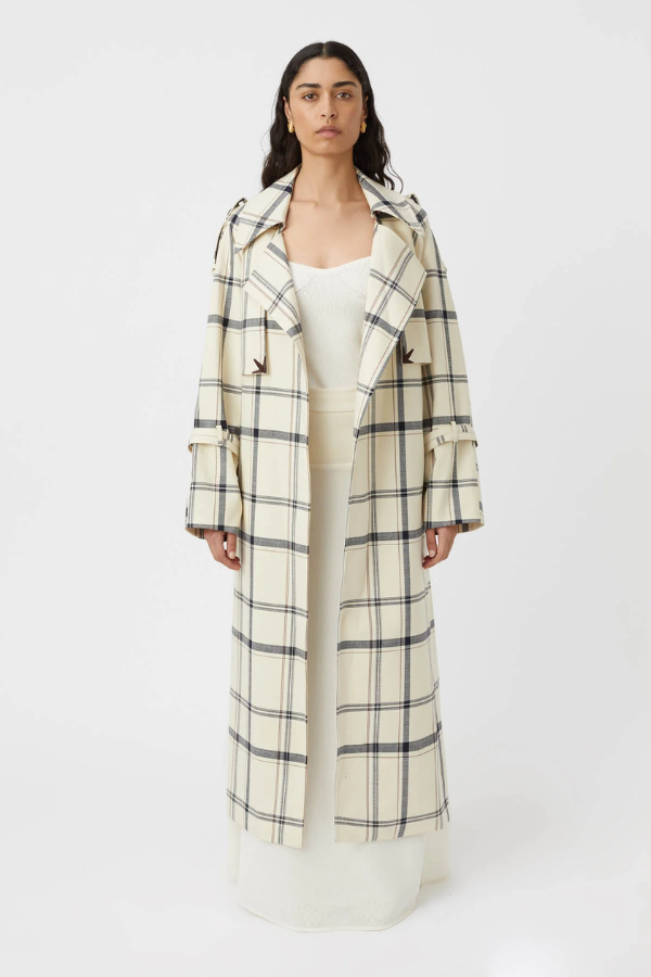 Camilla and Marc | Corelia Trench Coat Cream Black Check | Girls with Gems