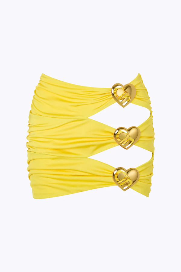 Cin Cin | Coupe Heart Cut Out Mini Skirt Lemonade | Girls with Gems