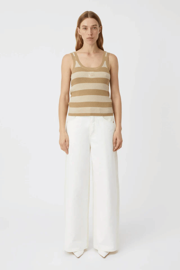 Camilla and Marc | Umi Knit Tank Tan/Cream | Girls with Gems