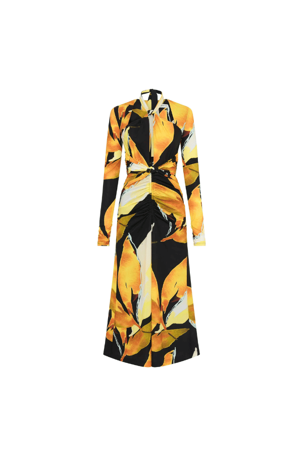 Rebecca Vallance | Petals Of Paradise Long Sleeve Midi Dress Print | Girls With Gems