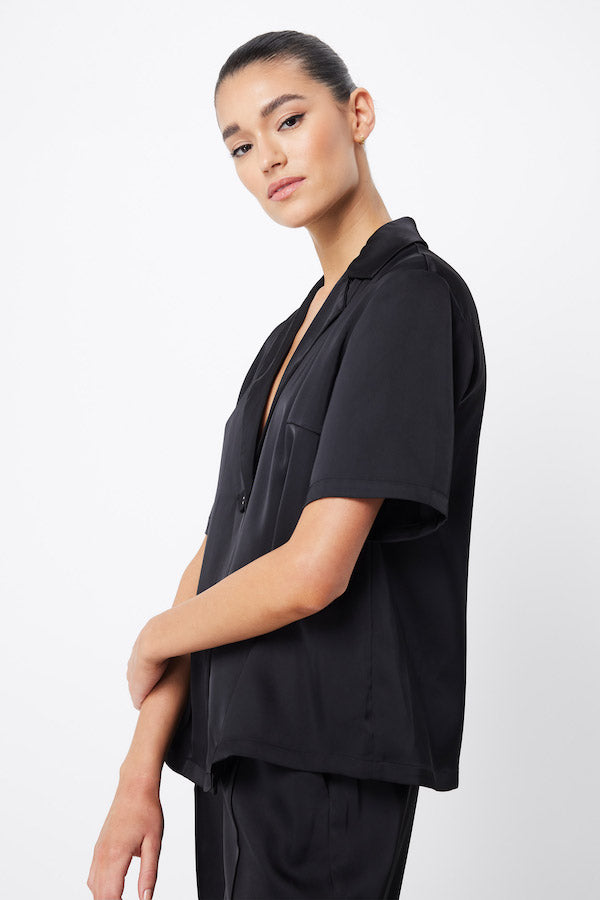 Mossman | Adrift One Button Shirt Black | Girls With Gems