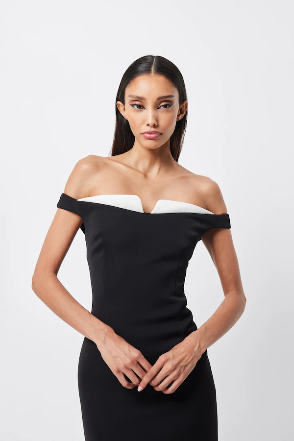 Mossman | Imperial Midi Dress Black/White | Girls with Gems