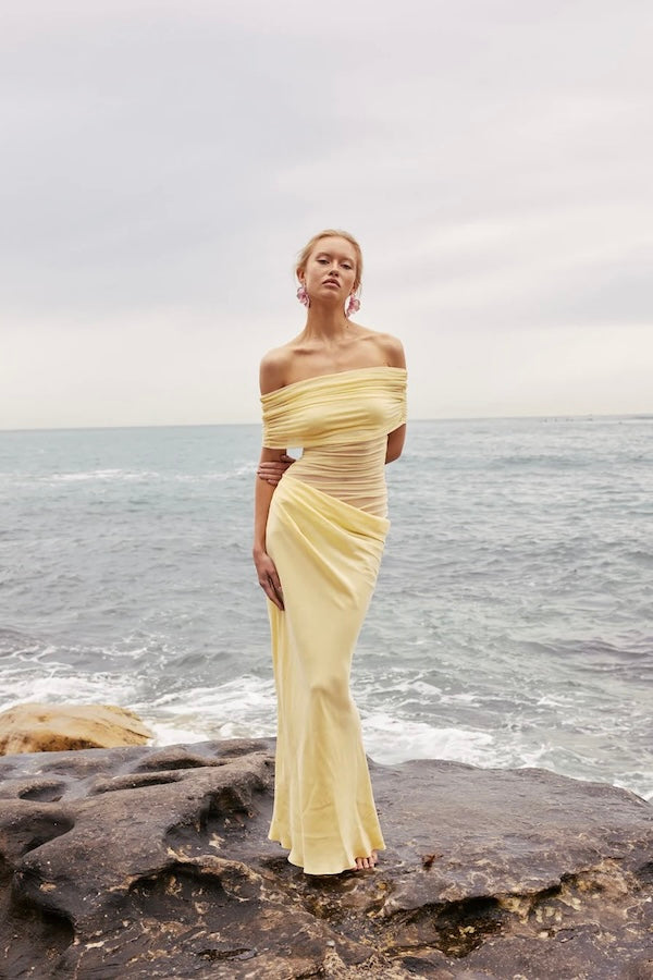 Benni | Nico Off Shoulder Maxi Dress Butter | Girls with Gems