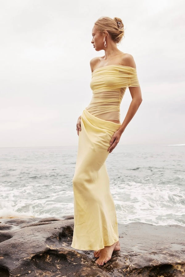 Benni | Nico Off Shoulder Maxi Dress Butter | Girls with Gems