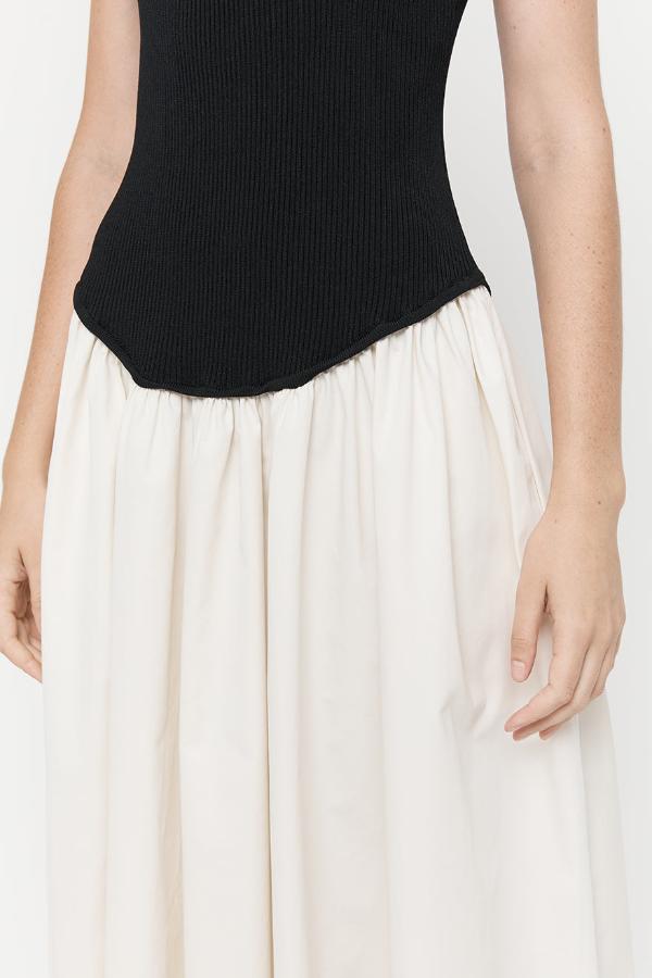 Friend of Audrey | Olga Contrast Knit Full Dress Black/White | Girls with Gems