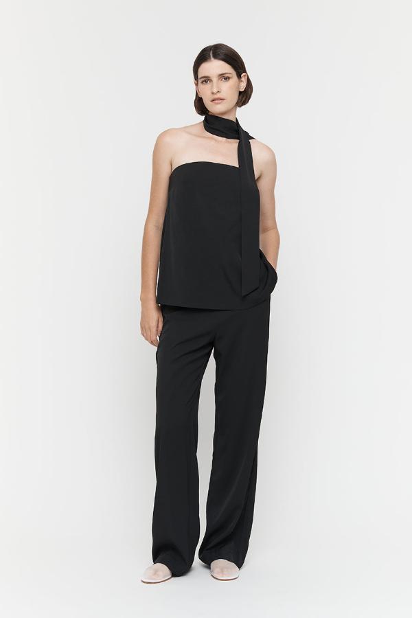 Friend of Audrey | Laylah Viscose Twill Top Black | Girls with Gems