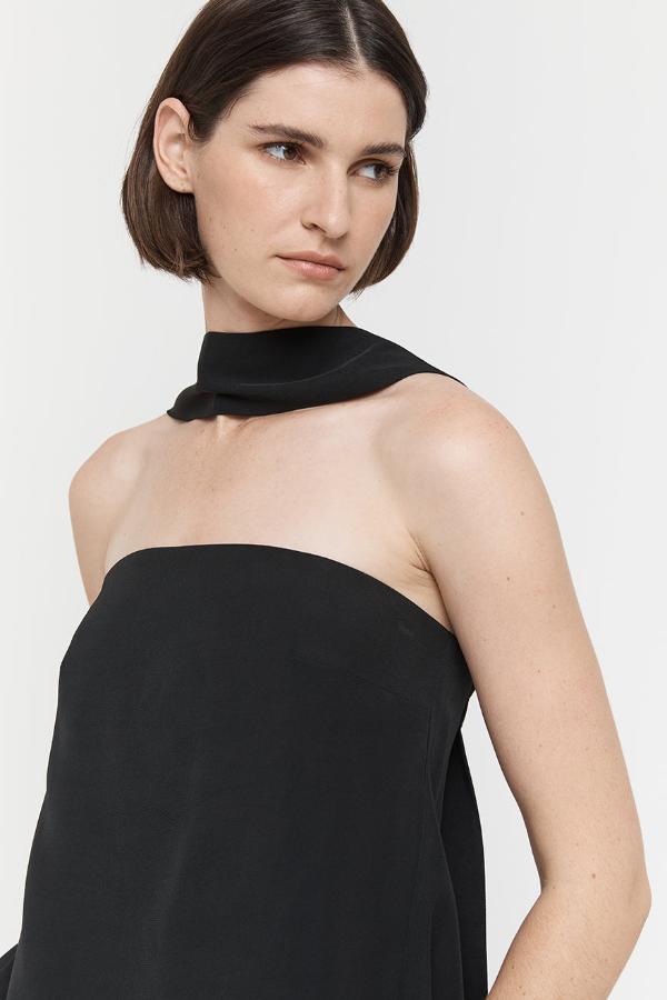 Friend of Audrey | Laylah Viscose Twill Top Black | Girls with Gems