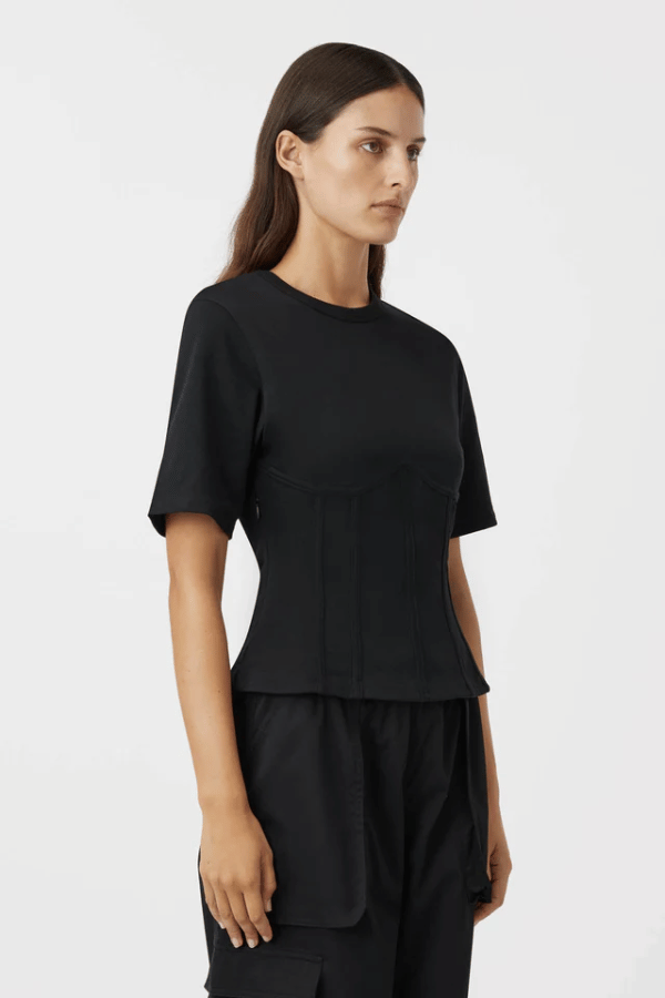 Camilla and Marc | Umber Corset Tee Black | Girls with Gems