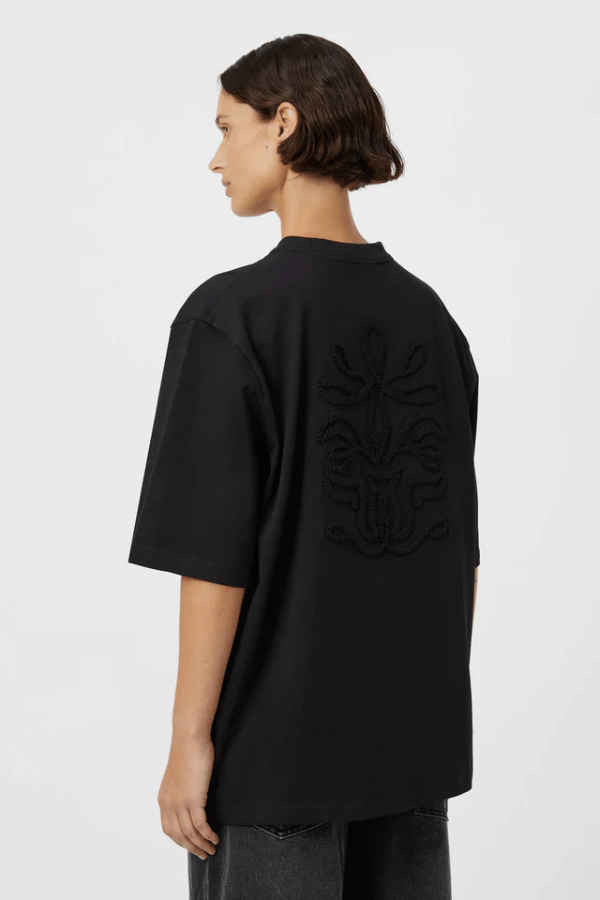 Camilla and Marc | Iwan Embroidery Tee Black | Girls with Gems