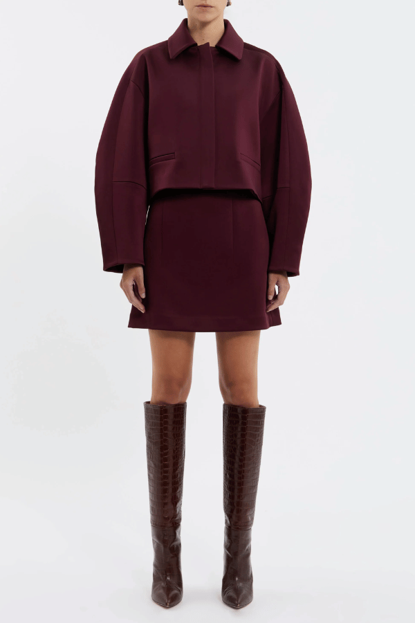 Merlot Cropped Jacket Burgundy