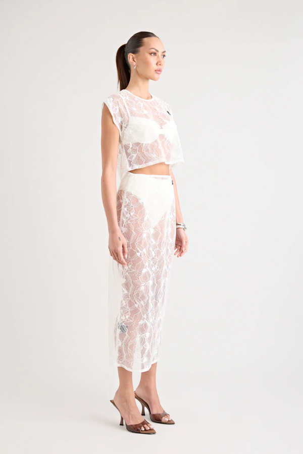 Pfeiffer | Astrid Lace Skirt White | Girls with Gems