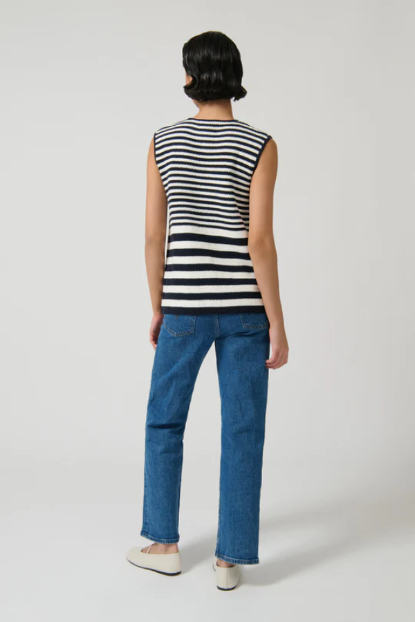 Onte - Helena Gilet Stripe Navy/White - Girls With Gems