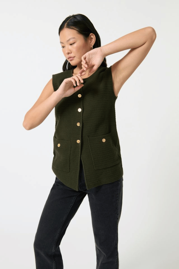 Onte | Helena Gilet Khaki | Girls With Gems