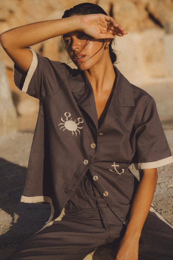 Araminta James | Del Mar Shirt Set Charcoal | Girls with Gems