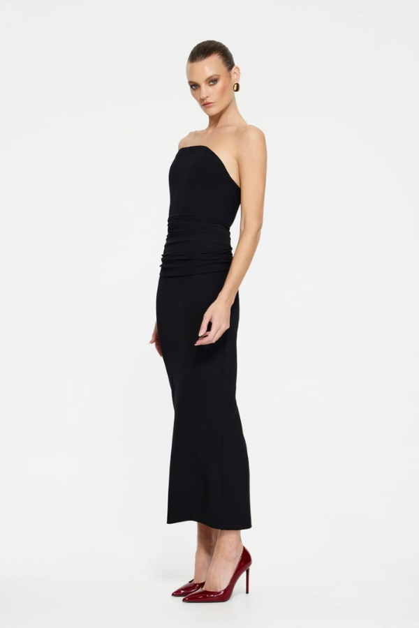 Effie Kats | Astor Strapless Midi Dress Black | Girls with Gems