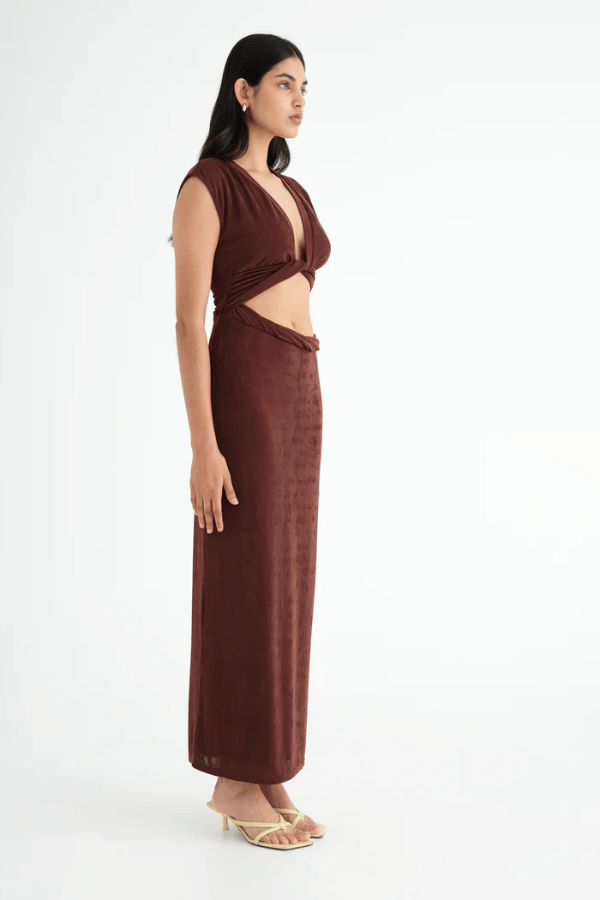 Benni | Henri Twist Maxi Dress Chocolate | Girls with Gems