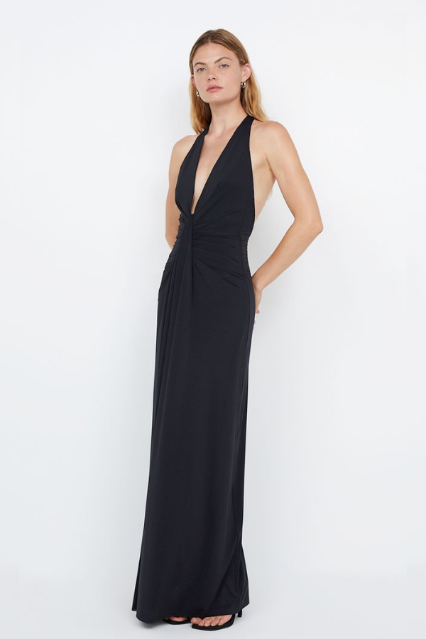 Bec and Bridge | Tillie Drape Maxi Dress Black | Girls with Gems