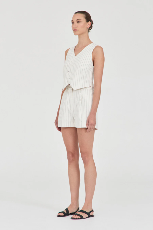 Friend of Audrey | Jayden Stripe Tailored Shorts White Stripe | Girls with Gems