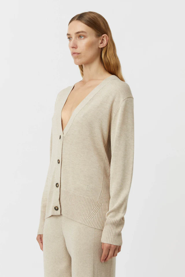 Camilla and Marc | Macie Sleeveless Cardigan Oatmeal Melange | Girls With Gems