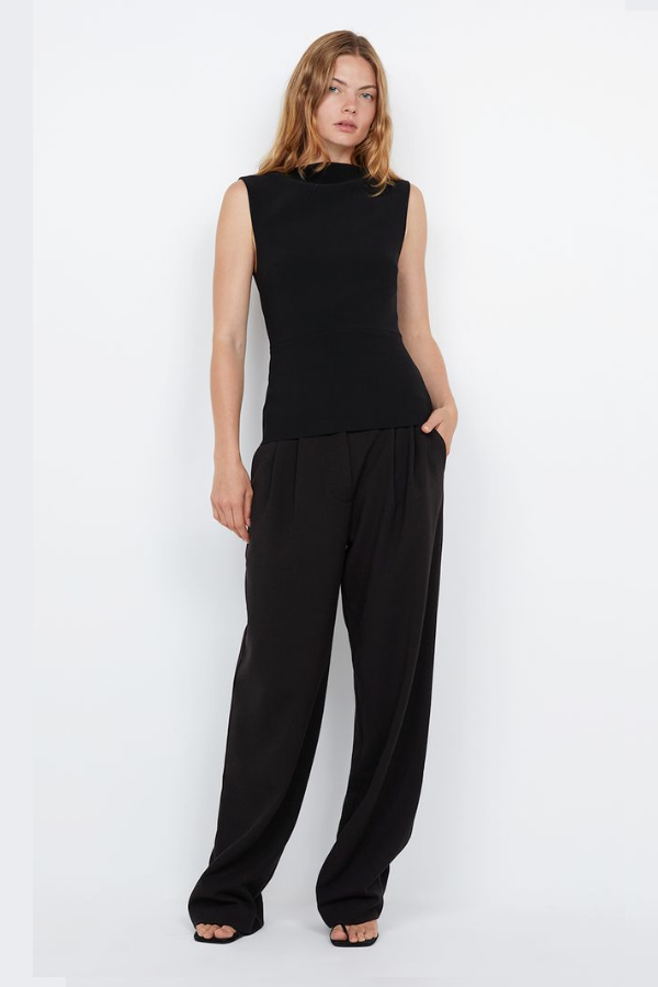 Bec and Bridge | Leora Peplum Top Black | Girls with Gems