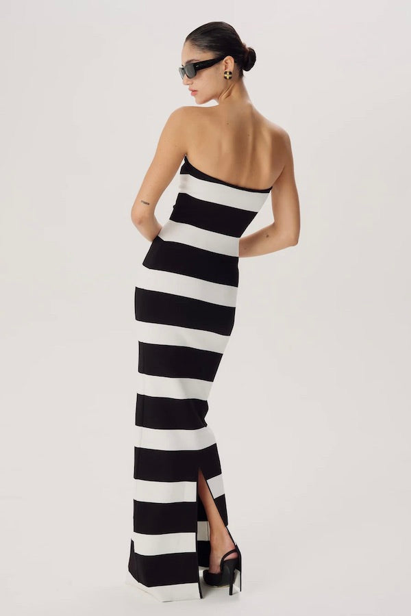 Ronny Kobo | Lehua Knit Dress Black and White Stripe | Girls with Gems